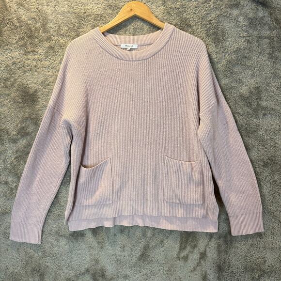 Madewell Pink Front Patch Pocket Thick Ribbed Knit Sweater XL - Picture 2 of 10